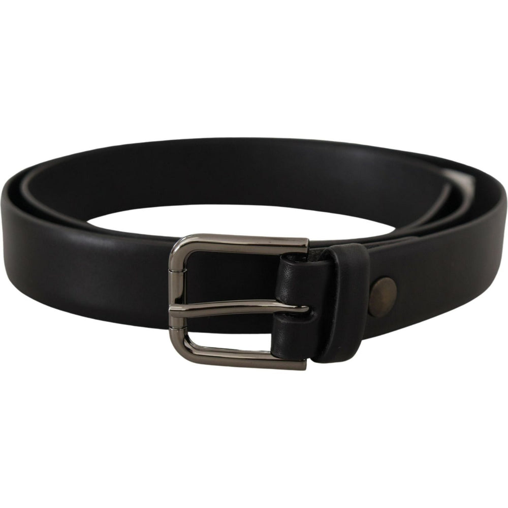 Dolce & Gabbana Black Calf Leather Classic Logo Metal Buckle Belt BEL8580-80