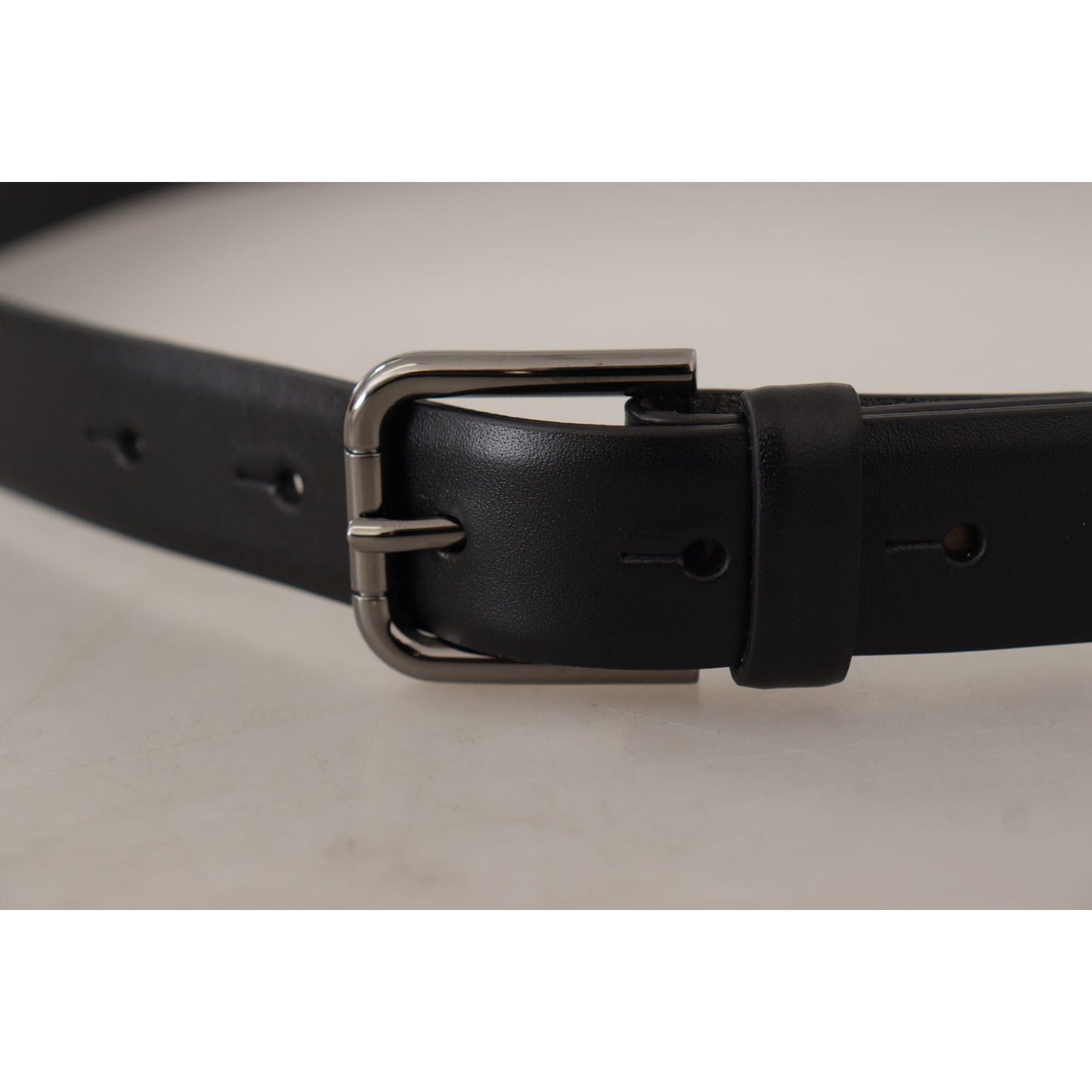Dolce & Gabbana Black Calf Leather Classic Logo Metal Buckle Belt BEL8580-80