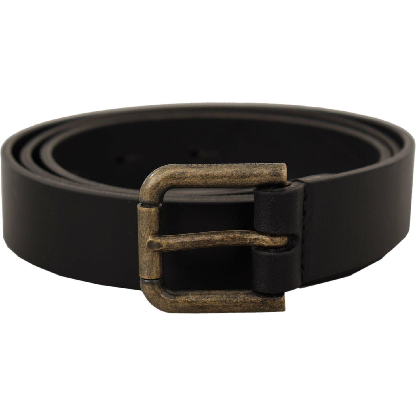 Dolce & Gabbana Black Calf Leather Logo Brass Metal Buckle Belt BEL8593 -90