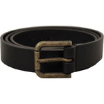 Dolce & Gabbana Black Calf Leather Logo Brass Metal Buckle Belt BEL8593 -90