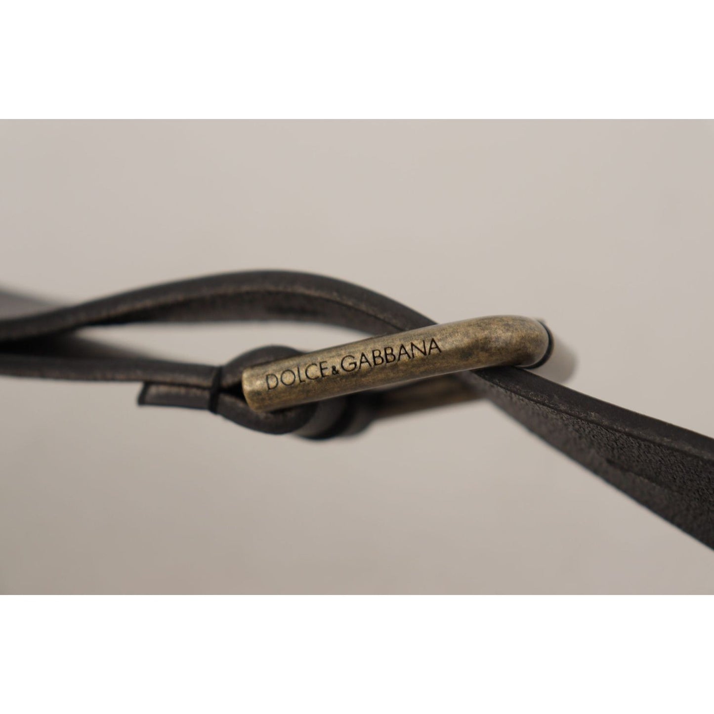 Dolce & Gabbana Black Calf Leather Logo Brass Metal Buckle Belt BEL8593 -90