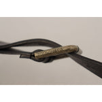 Dolce & Gabbana Black Calf Leather Logo Brass Metal Buckle Belt BEL8593 -90