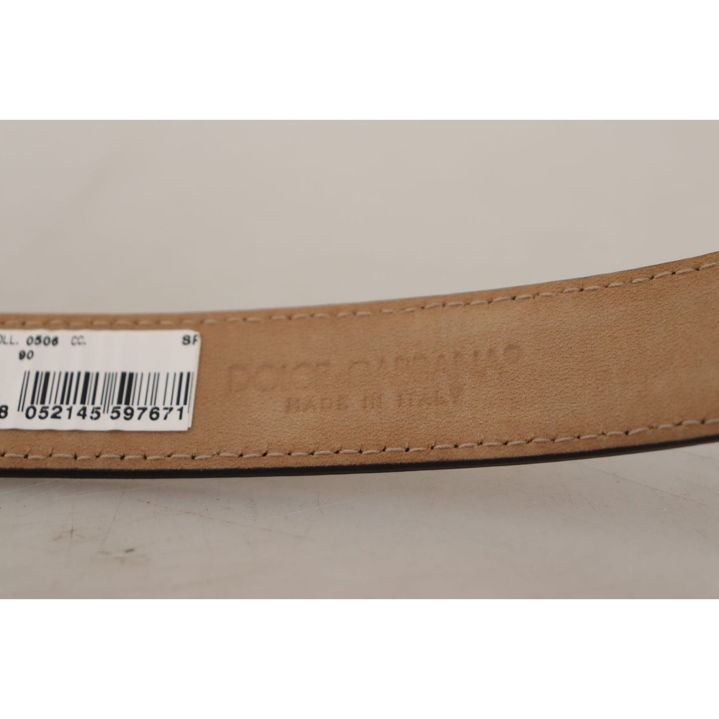Dolce & Gabbana Black Calf Leather Logo Engraved Metal Buckle Belt BEL8595 -90