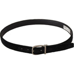 Dolce & Gabbana Black Classic Velvet Silver Tone Metal Buckle Belt BEL8626-90