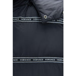 Versace Elegant Black Logo Band Vest with Detachable Hood