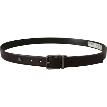 Dolce & Gabbana Dark Purple Leather Box Borchia Metal Buckle Belt