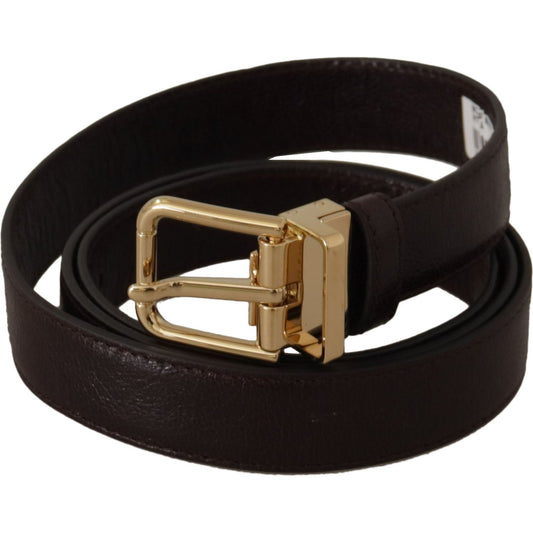 Dolce & Gabbana Brown Leather Gold Metal Buckle Belt BEL8658-95