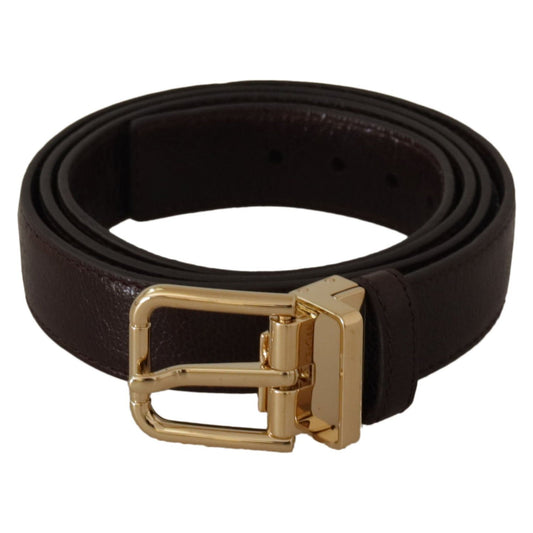 Dolce & Gabbana Brown Leather Gold Metal Buckle Belt BEL8658-95