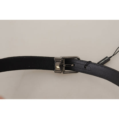 Dolce & Gabbana Black Cotton Silver Tone Metal Buckle Belt