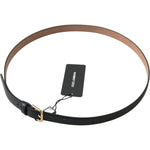 Dolce & Gabbana Black Leather Gold Tone Metal Buckle Belt BEL9000-100