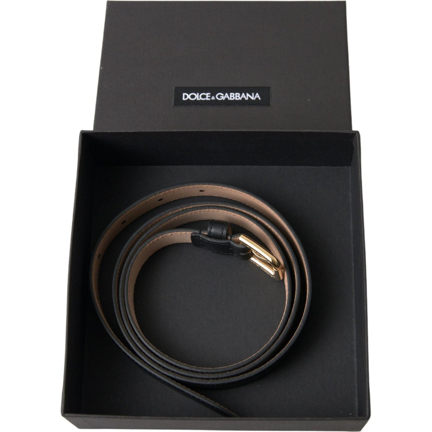 Dolce & Gabbana Black Leather Gold Tone Metal Buckle Belt BEL9000-100
