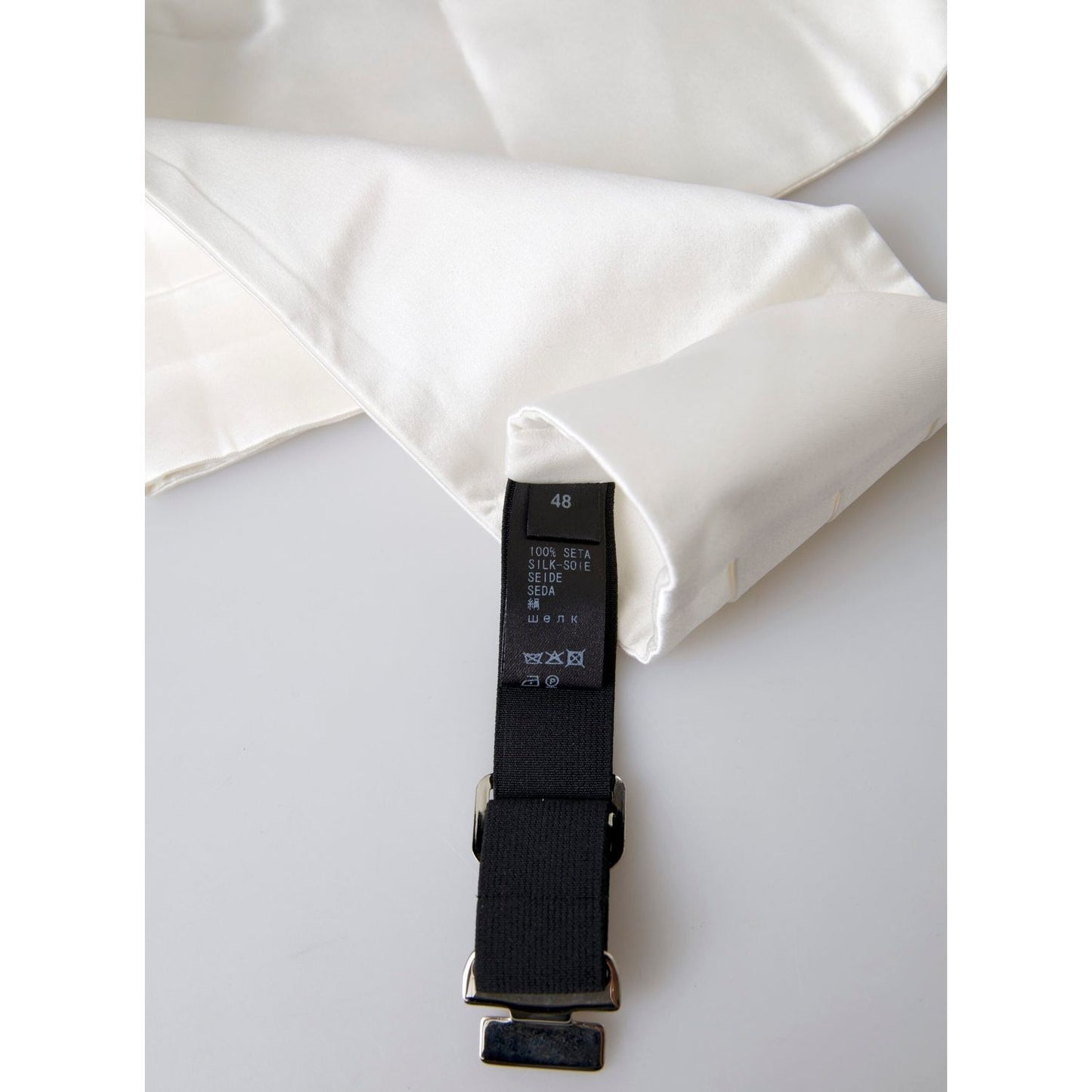 Dolce & Gabbana White Men Wide Waist Silk Belt Cummerbund