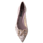 Dolce & Gabbana Pink Floral Lace DG Crystal Pumps Shoes