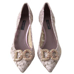 Dolce & Gabbana Pink Floral Lace DG Crystal Pumps Shoes
