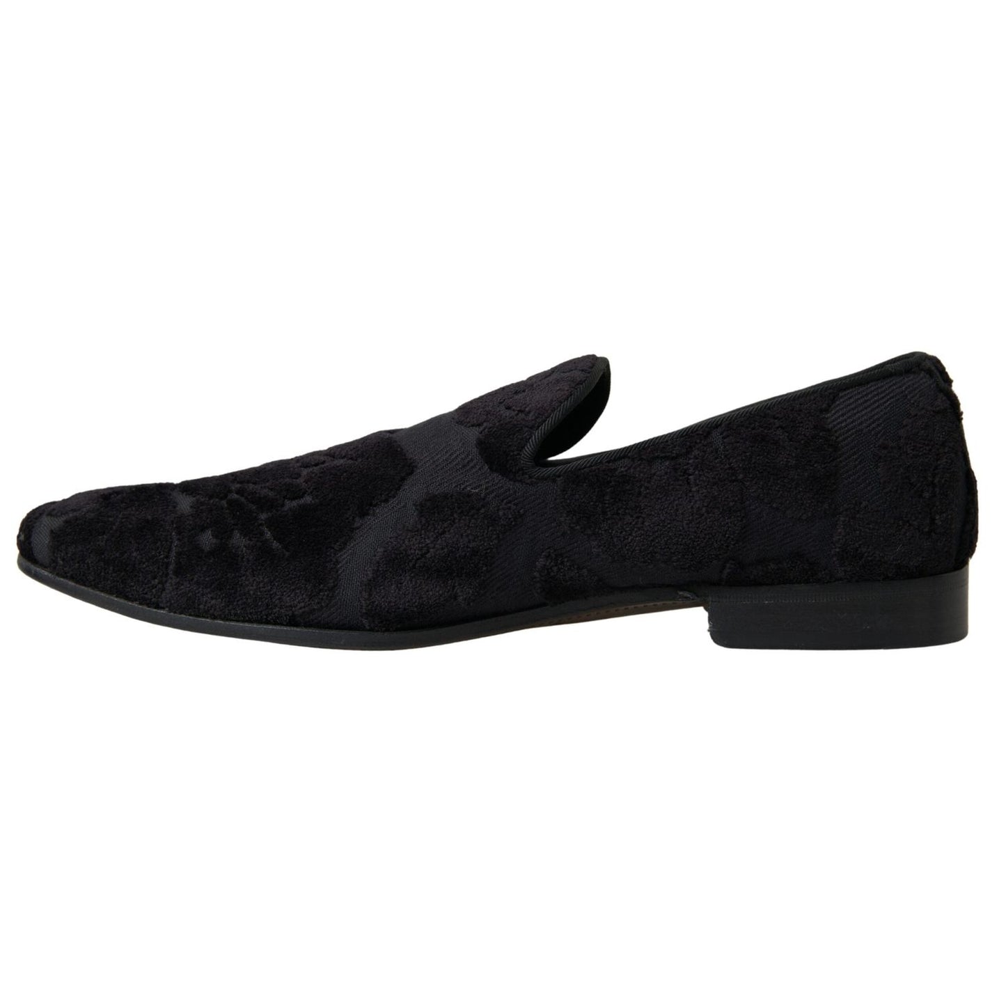 Dolce & Gabbana Black Brocade Loafers Formal Shoes MV5114-44