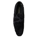Dolce & Gabbana Black Brocade Loafers Formal Shoes MV5114-44