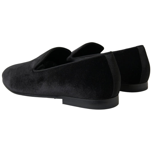 Dolce & Gabbana Black Velvet Loafers Formal Shoes MV5128-39