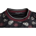 Dolce & Gabbana Black Ring Print Silk Crewneck Sweater TSH84179-54
