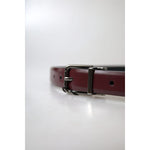 Dolce & Gabbana Bordeaux Leather Silver Metal Buckle Belt