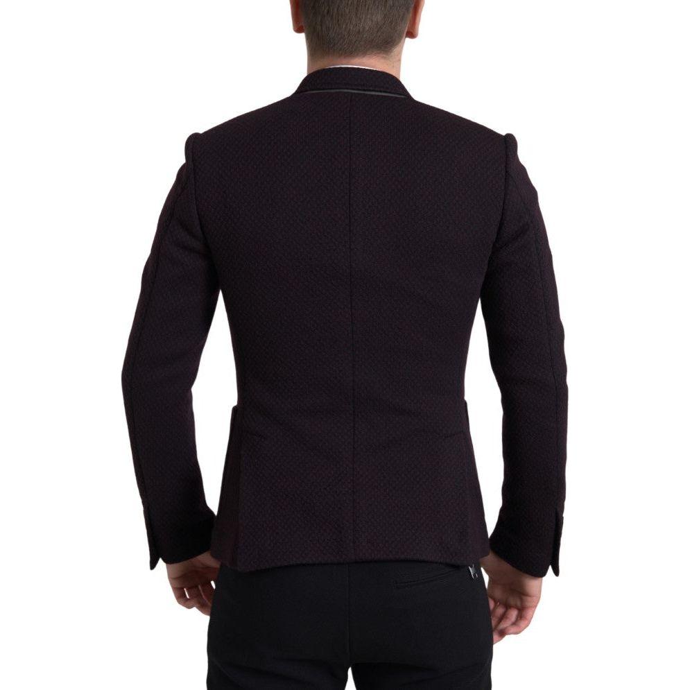 Dolce & Gabbana Purple Logo Embroidery Double Breasted Blazer