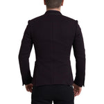 Dolce & Gabbana Purple Logo Embroidery Double Breasted Blazer