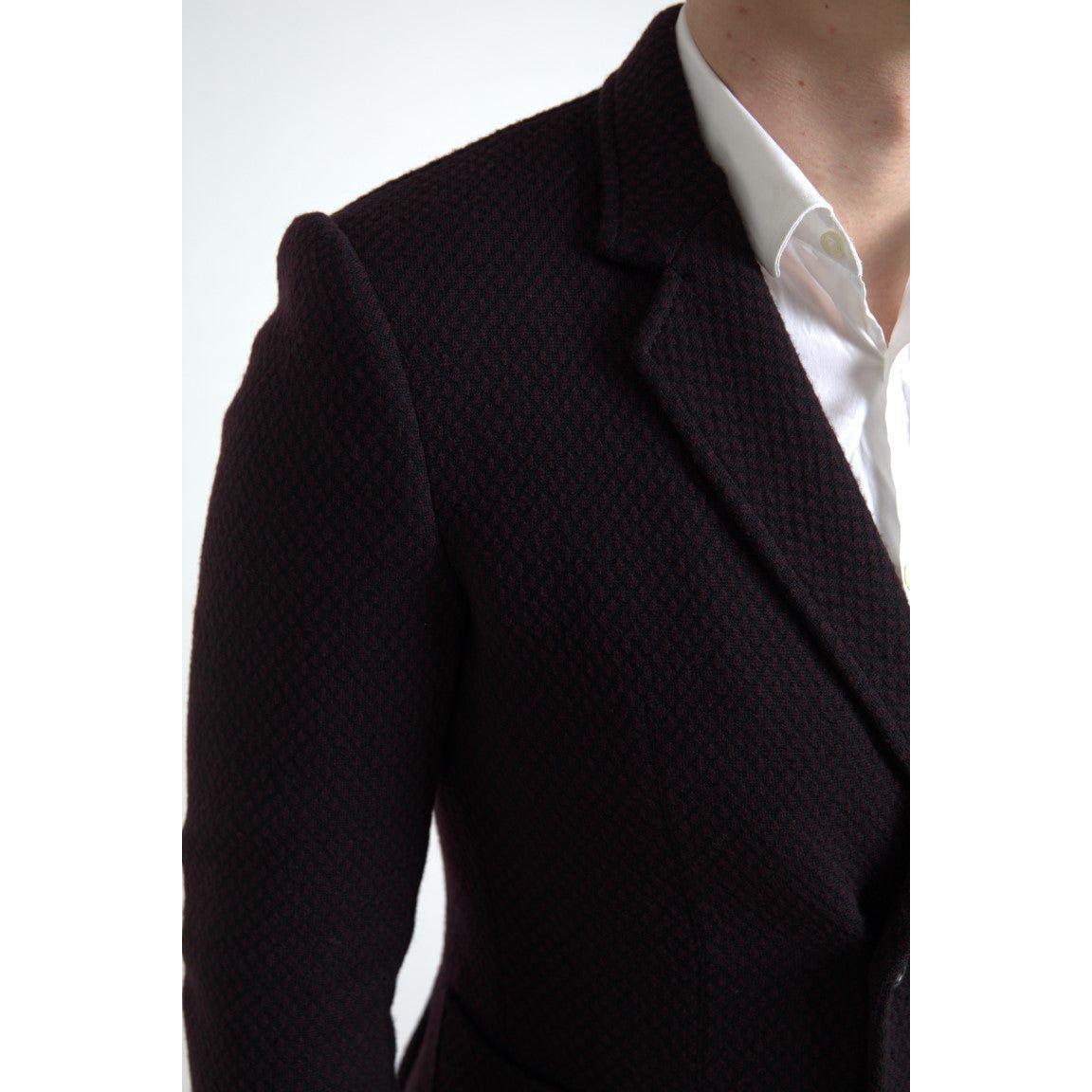 Dolce & Gabbana Purple Logo Embroidery Double Breasted Blazer