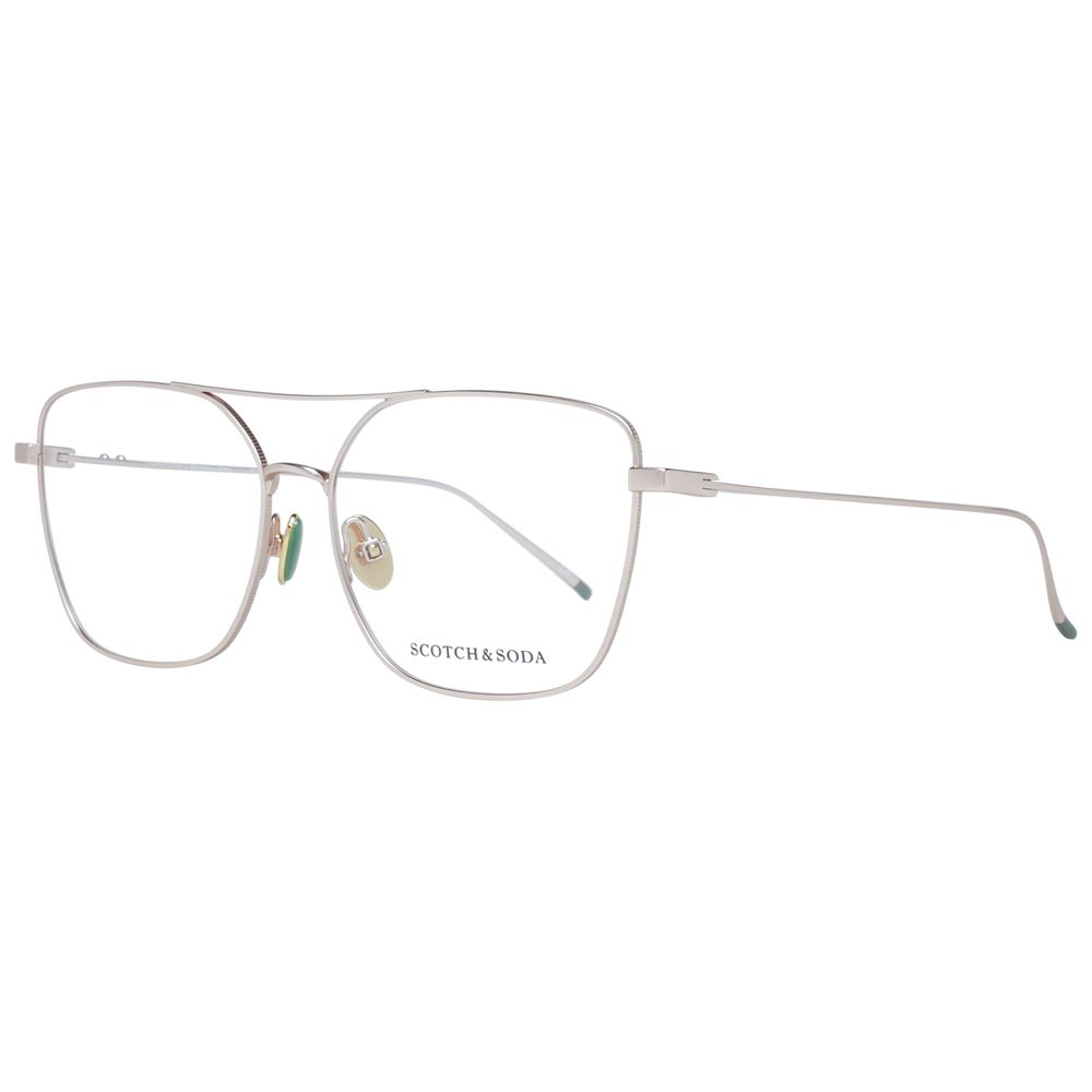 Scotch & Soda Gold Women Glasses Frame in full-rim metal with square style, demo lenses, and branded case included.