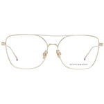 Scotch & Soda Gold Women Glasses Frame, square full-rim metal frame, size 55-14-145, gold color, demo lenses, stylish eyewear for women.