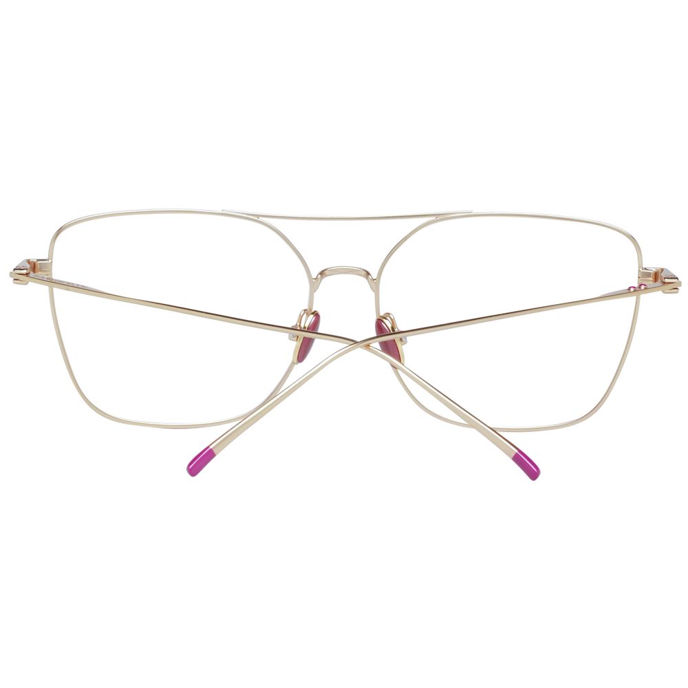 Scotch & Soda Gold Women Glasses Frame, square-shaped metal full-rim, 55mm lens width, 145mm temples length, demo lenses included.