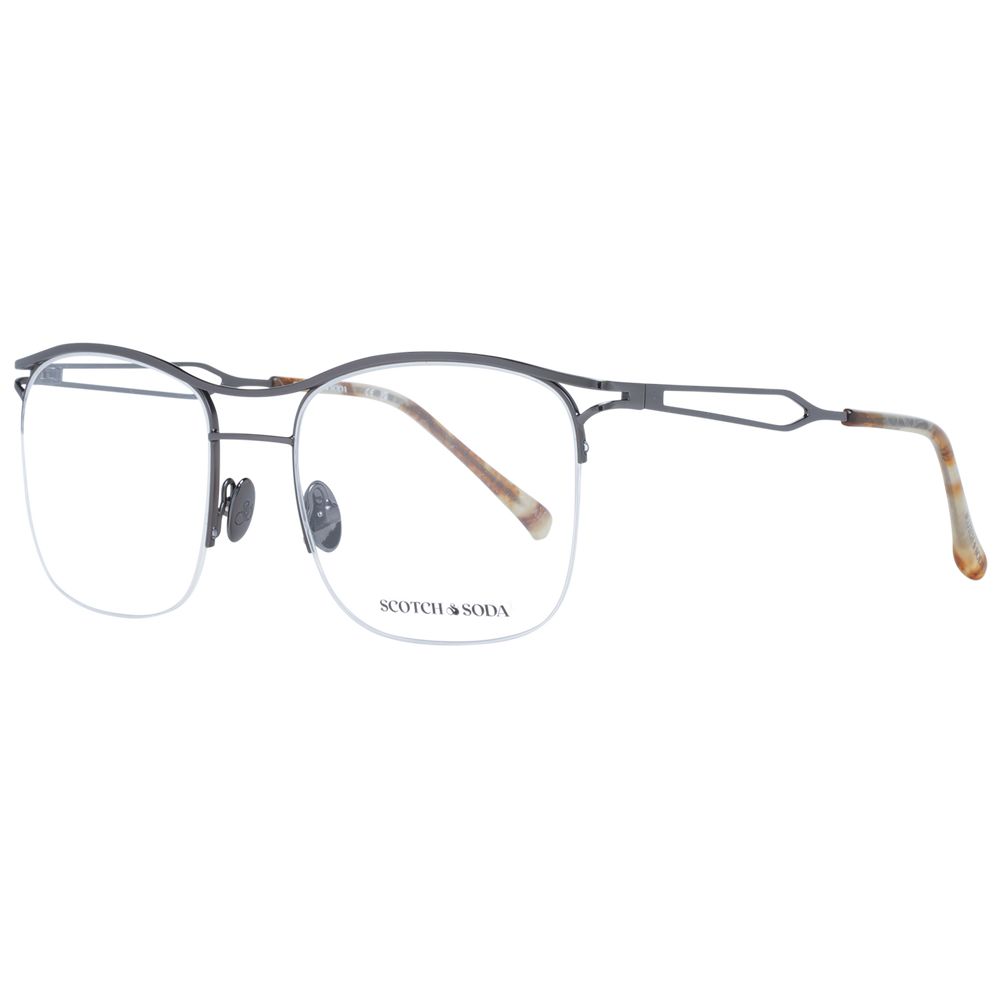Scotch & Soda Gray Men Glasses Frame, gunmetal square half-rim style with demo lenses, metal frame, temples length 140mm.