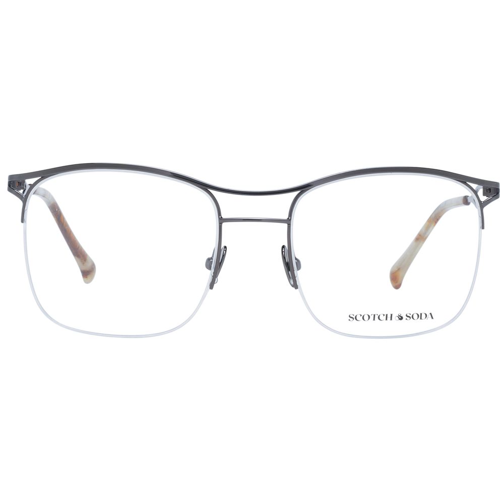 Scotch & Soda Gray Men Glasses Frame in gunmetal with half-rim style, metal frame, and plastic demo lenses, model size 53-19-140.