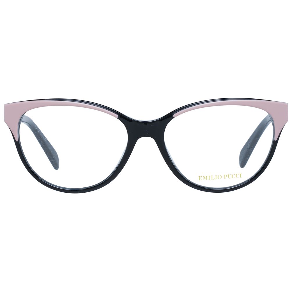 Emilio Pucci Multicolor Women Glasses Frame, cat eye style with full-rim multicolor plastic frame, demo lenses, and branded case included.