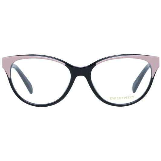 Emilio Pucci Multicolor Women Glasses Frame, cat eye style with full-rim multicolor plastic frame, demo lenses, and branded case included.