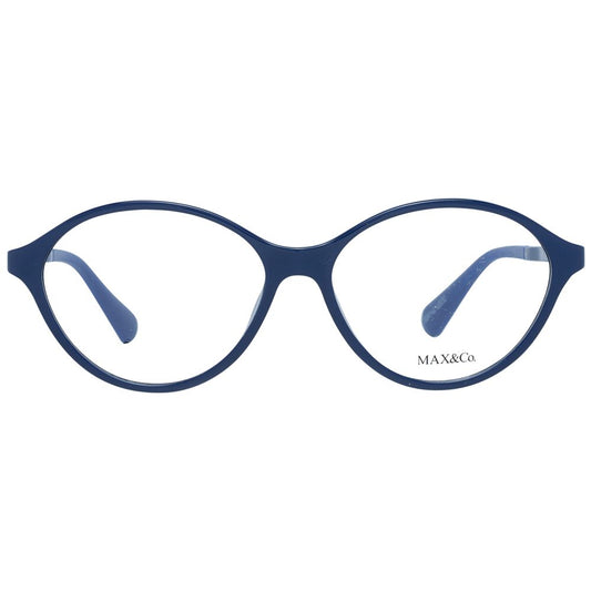 Oval full-rim Max & Co Blue Women Glasses Frame with plastic material and 54 mm lens width. Includes branded case.
