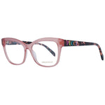 Emilio Pucci Pink Women Glasses Frame in rose plastic, square full-rim style with demo lenses, includes branded case, temples 140mm.