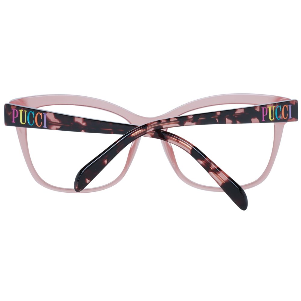 Emilio Pucci Pink Women Glasses Frame in rose color, square style, plastic material, full-rim with branded case included.