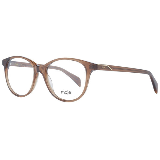 Maje Brown Women Glasses Frame in acetate, round shape, full-rim style, 51-16-140 size with demo lenses, includes branded case.