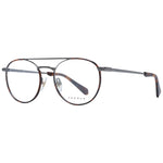 Sandro Gray Men Glasses Frame in gunmetal with round full-rim stainless steel design, demo lenses, size 54-18-145, branded case included.