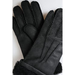 Dolce & Gabbana Black Leather Fur Short Hands Mitten Men Gloves LB30107