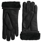 Dolce & Gabbana Black Leather Fur Short Hands Mitten Men Gloves LB30107