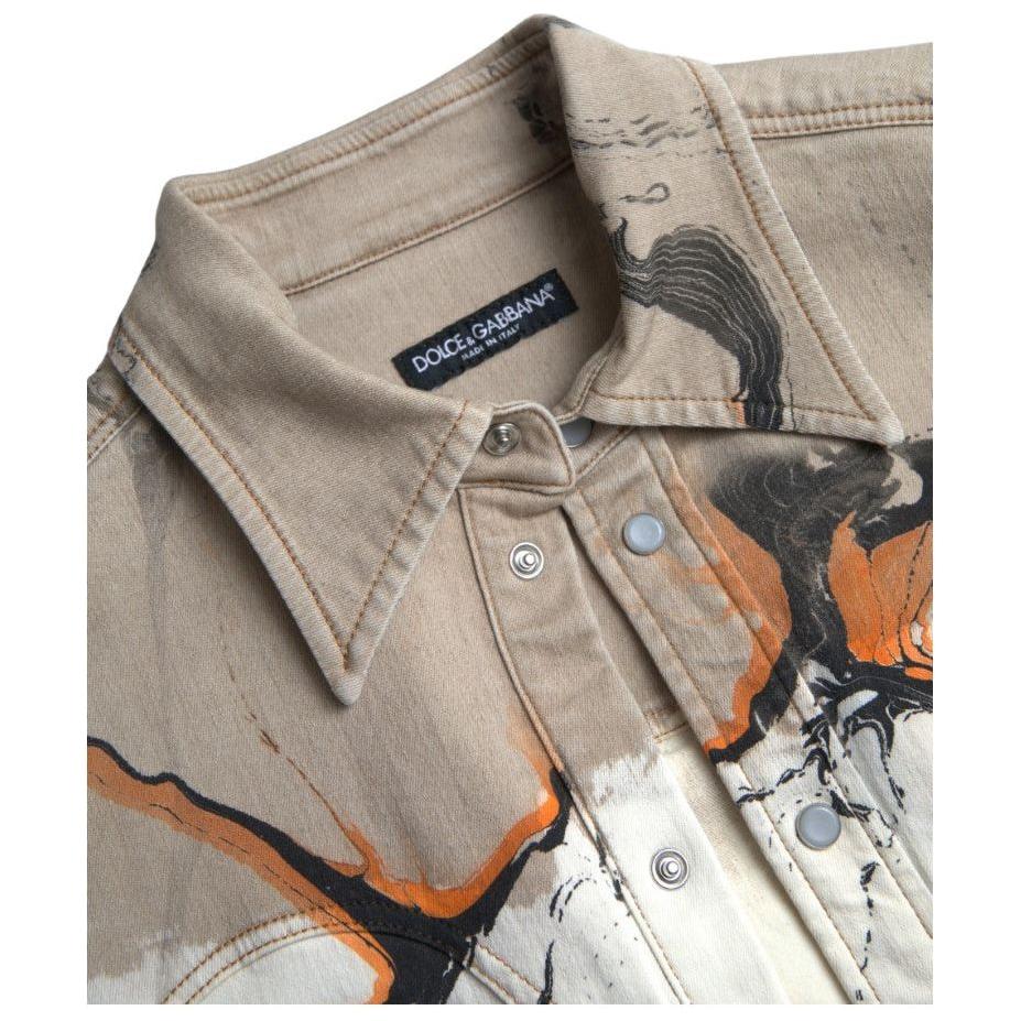 قميص جينز مطاطي قطني متعدد الألوان من دولتشي آند غابانا
