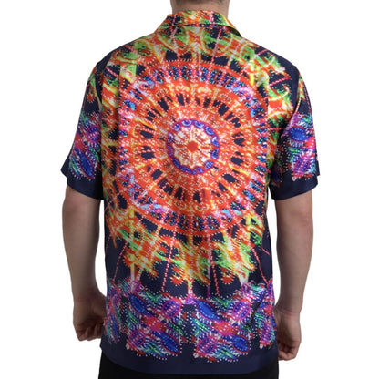 Dolce & Gabbana Multicolor Luminarie Print Men Shirt Silk