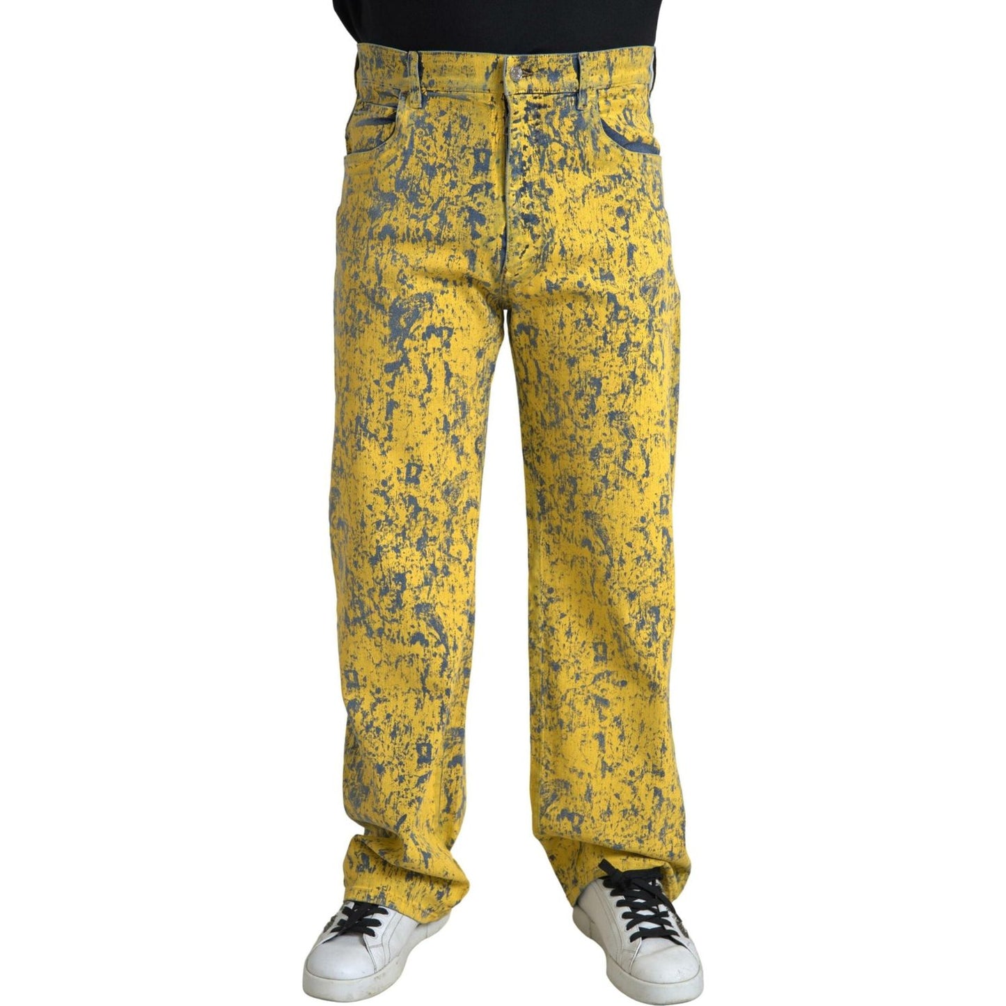 Dolce & Gabbana Yellow Cotton Tie Dye Straight Denim Jeans