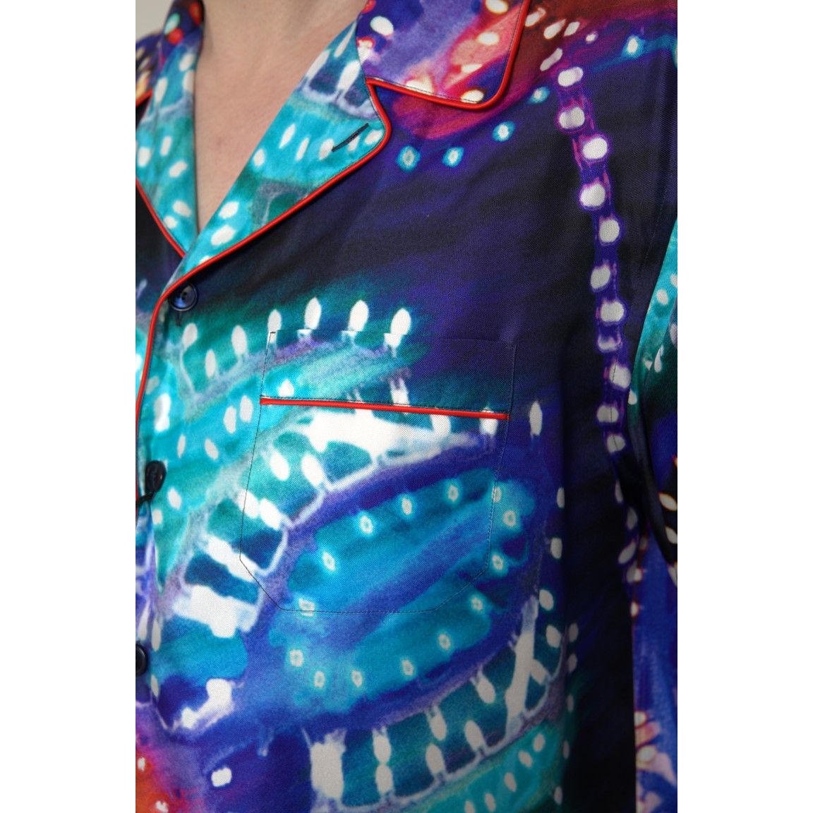 Dolce & Gabbana Multicolor Silk Psychedelic Print Men Pajama Shirt