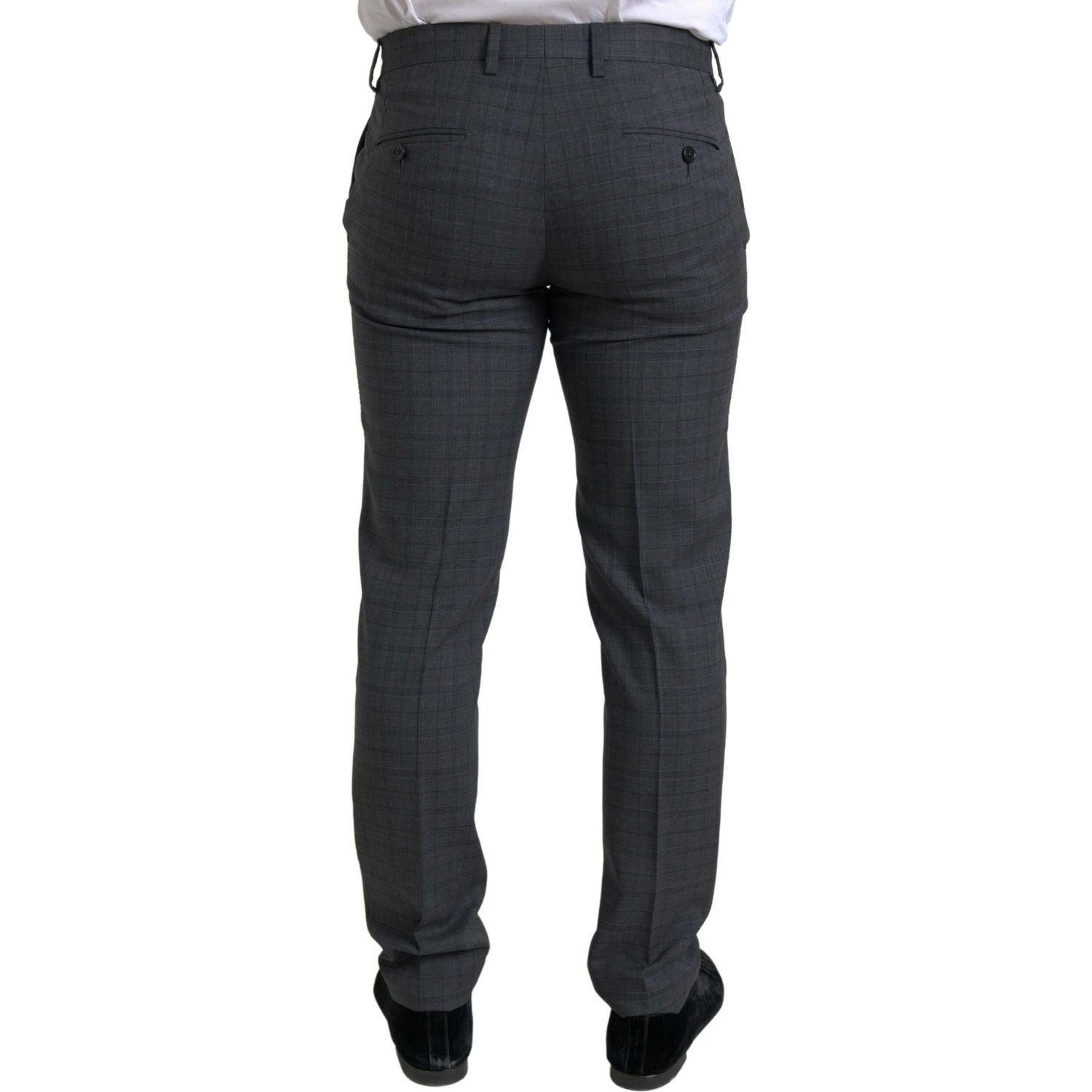 بدلة دولتشي آند غابانا الأنيقة ذات المقاس النحيف والمربعات باللون الرمادي