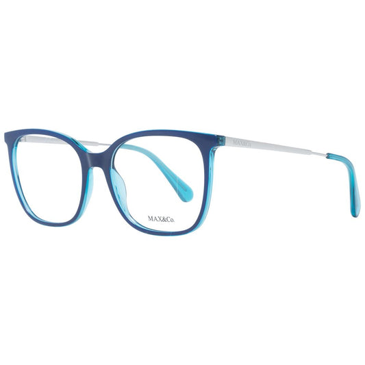 Max & Co Blue Women Glasses Frame with full-rim square style, metal and plastic frame, blue color, size 53-17-140.
