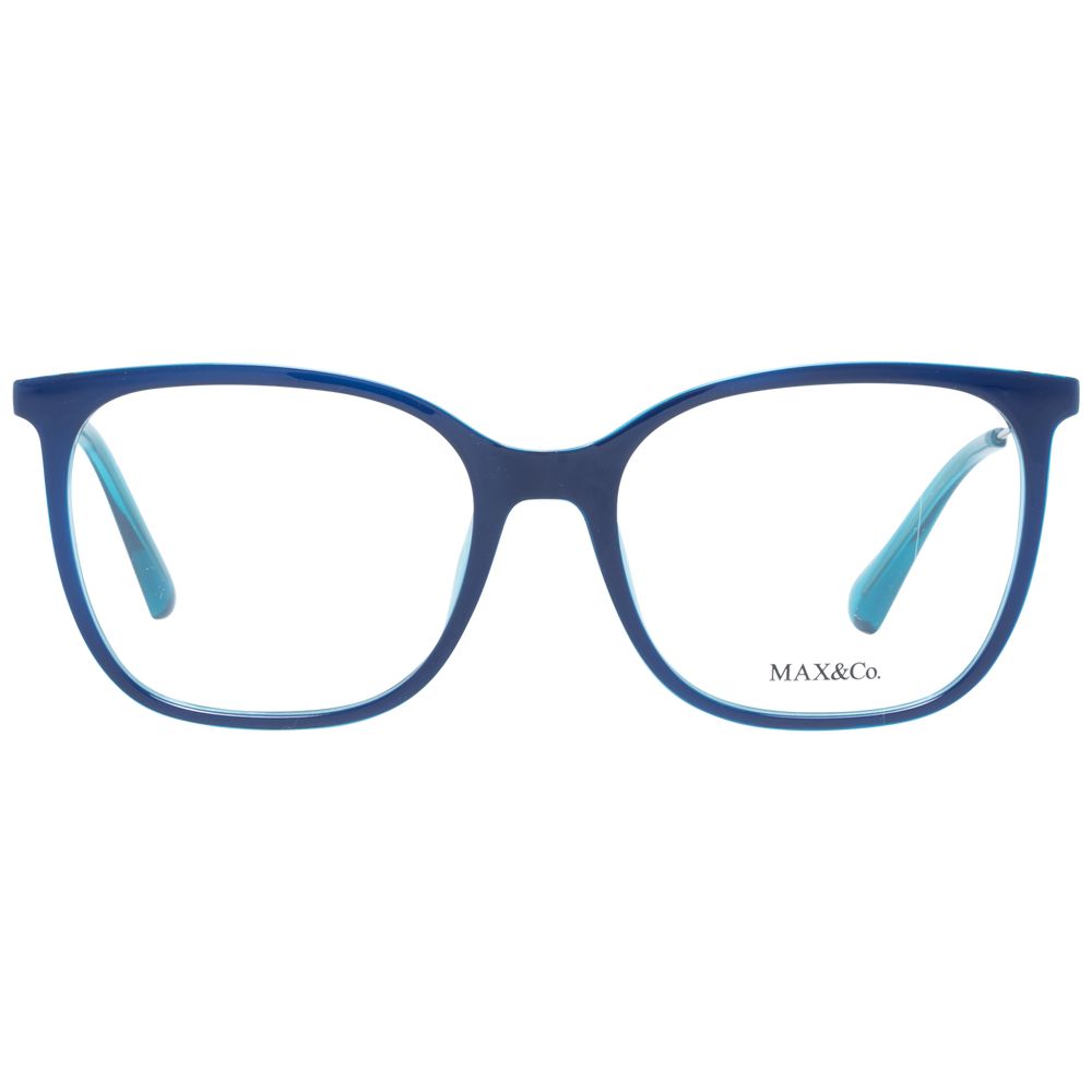 Max & Co Blue Women Glasses Frame, full-rim square style, blue metal and plastic frame, size 53-17-140.