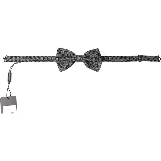 Dolce & Gabbana Black White Pattern Adjustable Neck Papillon Bow Tie FT3781