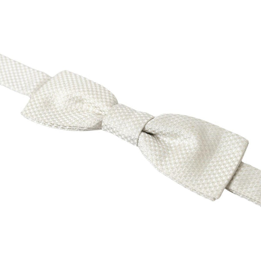 Dolce & Gabbana Ivory Silk Adjustable Neck Papillon Men Bow Tie FT3788