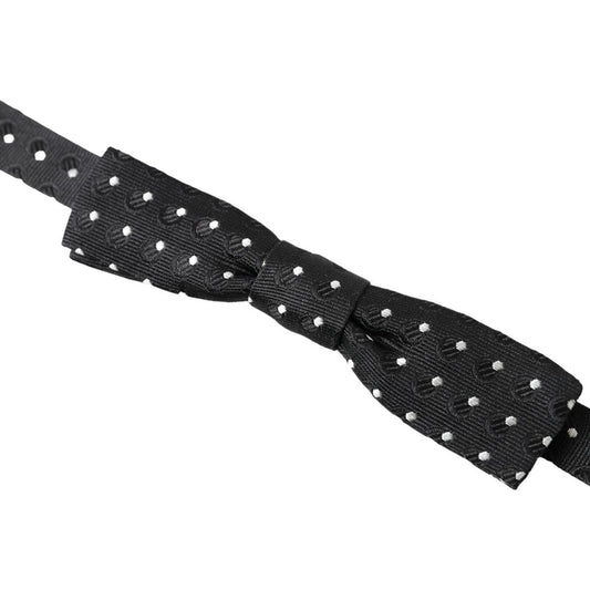 Dolce & Gabbana Black Polka Dot Silk Adjustable Men Neck Papillon Bow Tie FT3799